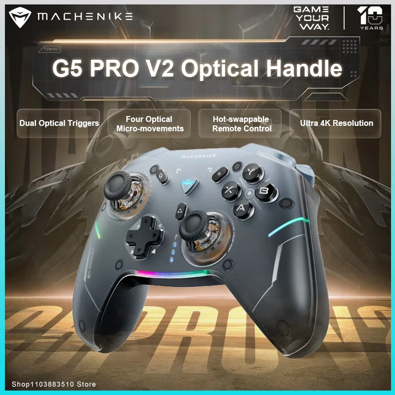 Machenike G5 pro V2 Controller Three-Mode Optical Gamepad Collector'S Edition Hot Swap Hall Rocker Bluetooth Trigger Vibration