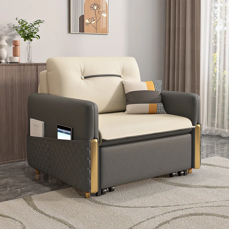 Sofá cama individual plegable de doble uso, pequeño apartamento, almacenamiento de madera maciza, moderno, sencillo, para estudio, balcón, cama combinada multifuncional
