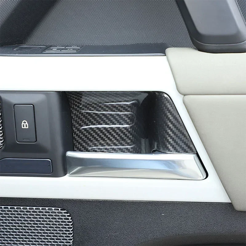 

Для Land Rover Defender 90 110 130 2020-2024 настоящее углеродное волокно, внутренняя дверная чаша, рамка, накладка, аксессуары для интерьера автомобиля