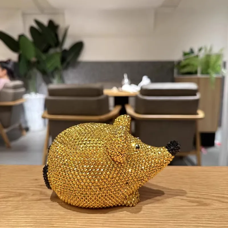 Collective Wealth Gold Yellow Bling Rhinestone DIY Handmade Mouse Home living Room Decorate Piggy Money Bank