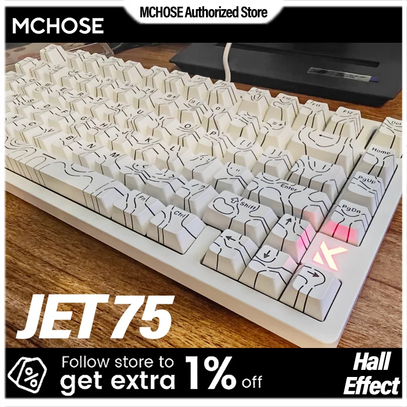 

Offical Mchose Jet75 HE Gaming Keyboard Kailh Switch 8k Polling Rate 0.005mm RT Accuracy SOCD DKS MT Support Web Driver RGB