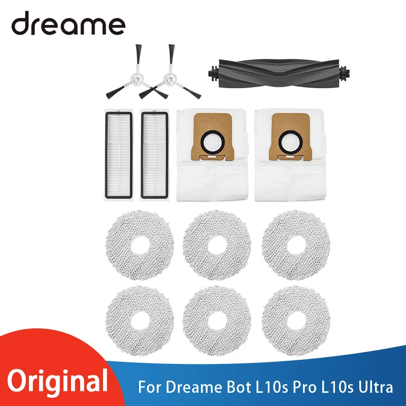 

Original Dreame Bot L10s Pro L10s Ultra Robot Vacuum Cleaner Accessories Parts, Main Side Brush, Cover, Filter, Mop Rag Optional