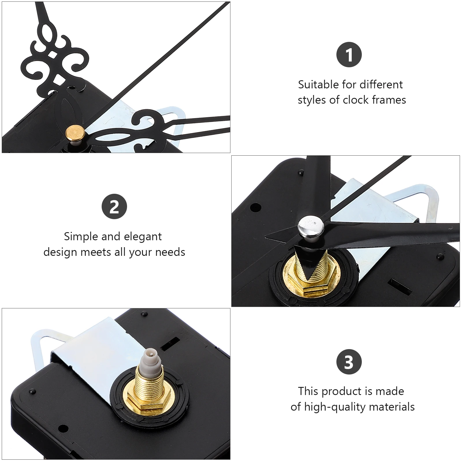 

4 Sets Kit Parts Durable Mechanism High Torque Clock Mechanism Black Long Shaft Home Clock Parts High Torque Plastic