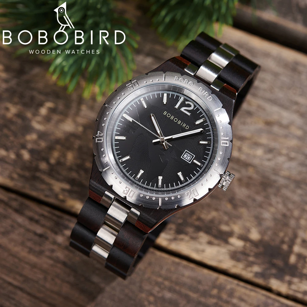 Custom Men's Name Natural Wooden Watch BOBOBIRD Handmade Quartz Wooden Wristwatch Gifts for Groomsma Engraved Brand Dropshipping