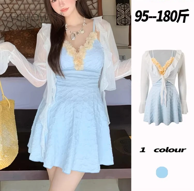 2026 New 2PCS Plus Size 5XLSwimsuit Ladies Monokini One Piece Korea One Piece Sling Sexy Hot Spring Swimwear Dropshipping
