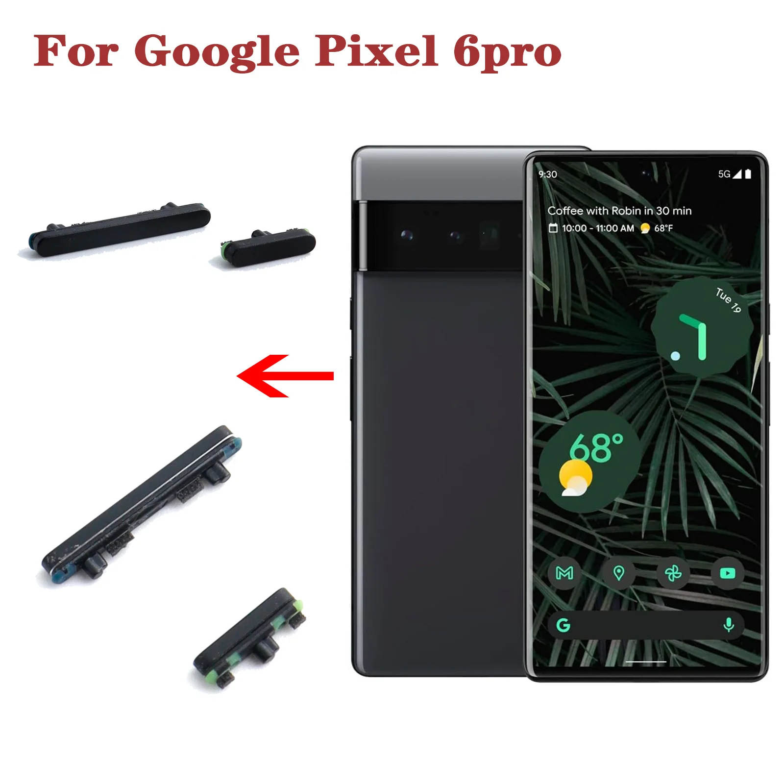 Original Side Button Keys for Google Pixel 6 Pro, Volume Buttons, Replacement Parts for Google Pixel 6 Pro