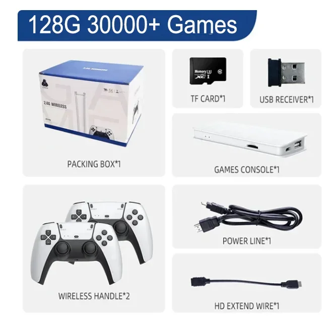 

M15 Plus Mini Video Game Console Game Stick 4K 30000+ Retro Games TV Handheld Game Console Dual Gamepads HD Output Games for PS1
