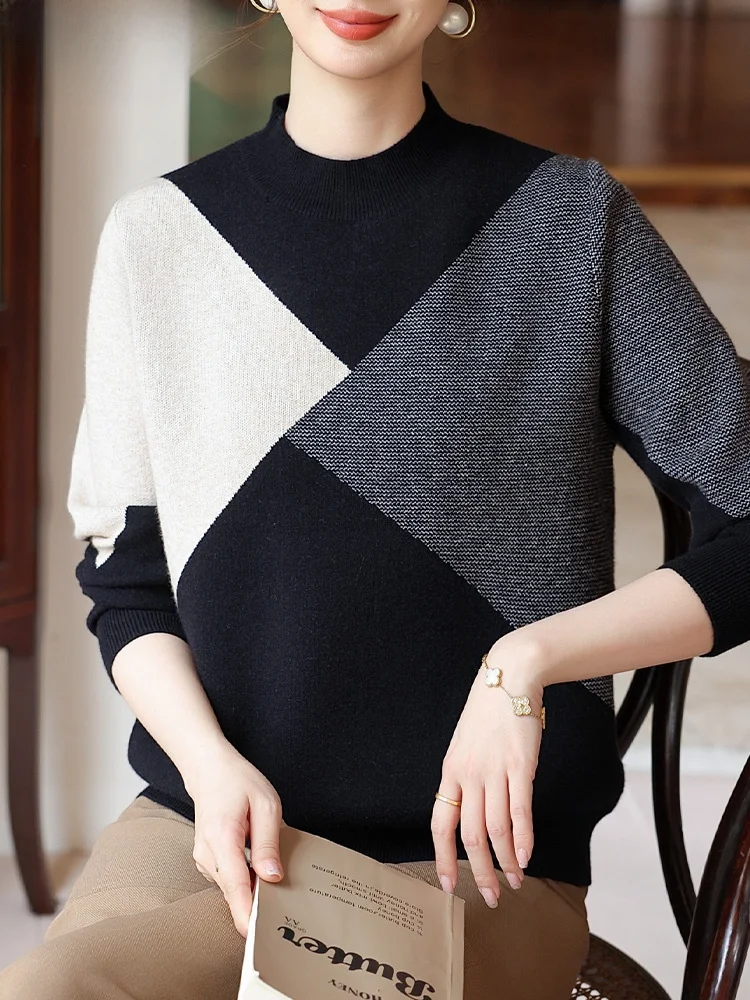 

Faionable Knitted Sweater for Middle-Aged Women Autumn Collection Base Layer Top Ele Lady Brand Loose Fit Daily Wear