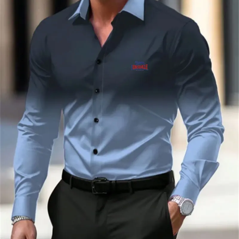 

New three-dimensional fit men's fashionable shirt, daily casual fashion trend, luxurious top, plus size, loose and comfortable