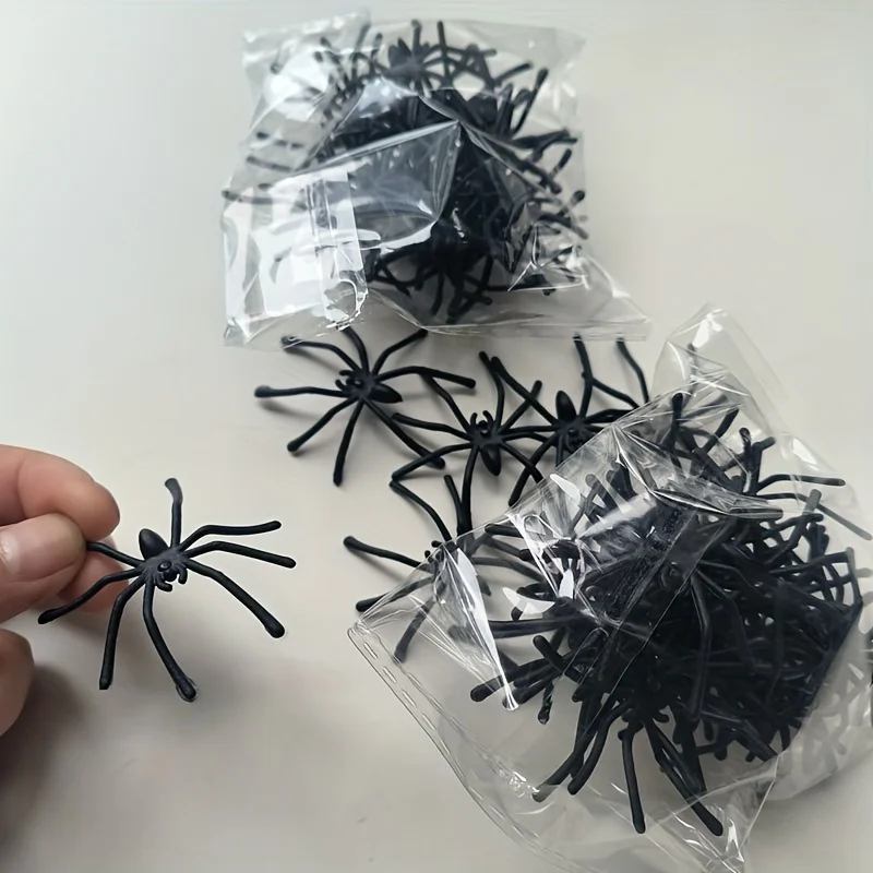 Fake Spiders Halloween Outdoor Garden House Decorations for Yard and Spider Web Arrangement