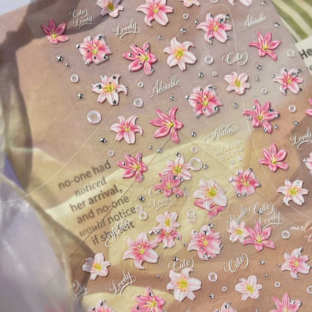 Pastoral Style Flower Nail Stickers Different Styles Fresh and Natural Embossed Flowers Nail Accessories Self-Adhesive Nail Part