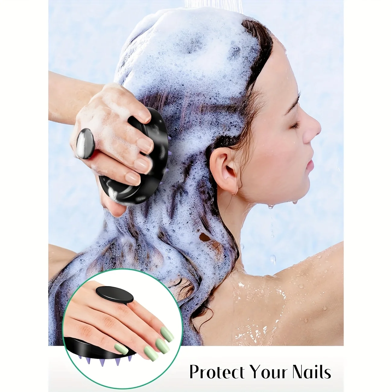 2-in-1 Silicone Scalp Massager & Shampoo Brush - Painless Hair Growth Stimulator for Shower, Gentle Head Spa Tool view 5