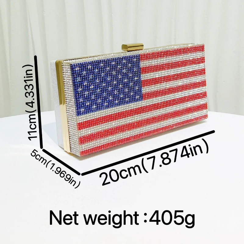 Dazzling Diamond-Encrusted Evening Bag American Flag Banquet Dress Dinner Clutch Purse  Sparkling Wedding Handbag Bolso Fiesta view 5