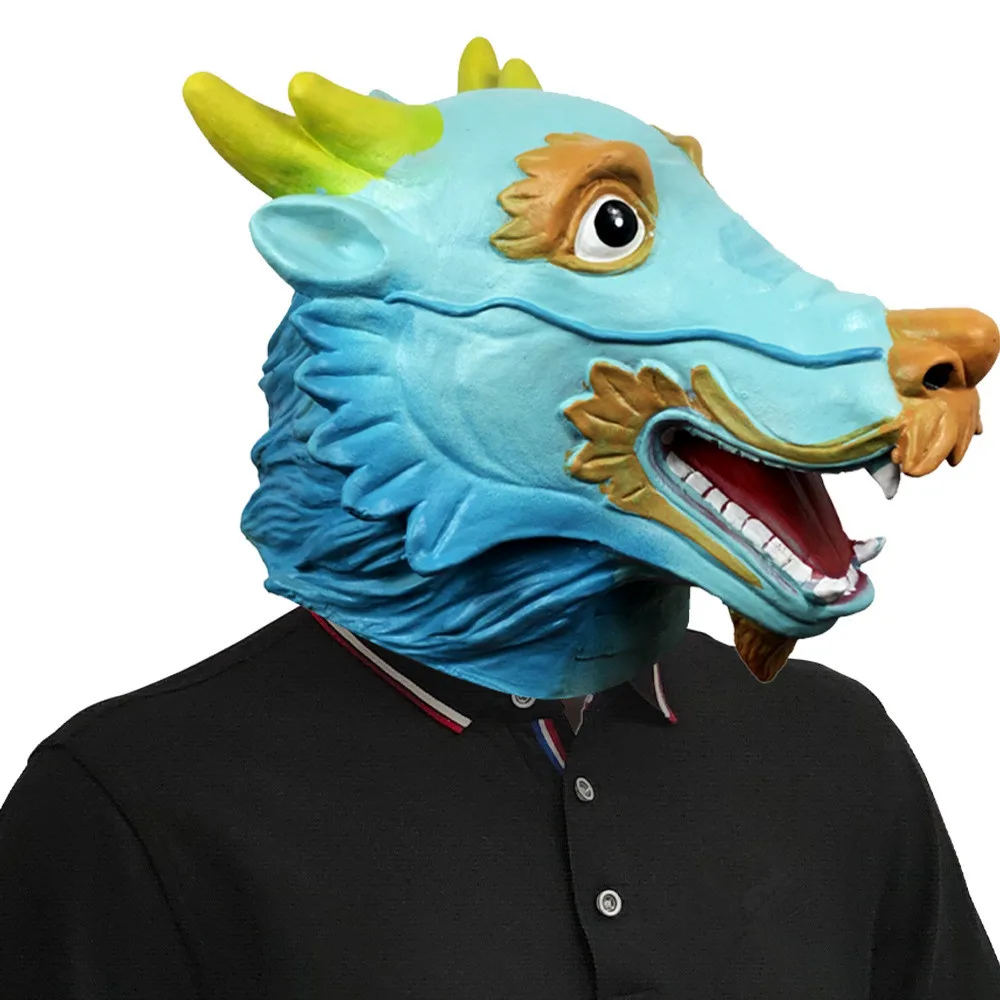 Chinesische Drachenkopfmaske Halloween-Party Großartiges Kostüm Vollgesichtsmaske Tier-Latexmaske Cosplay Verkleidung Kostüm-Requisiten – Detail 2