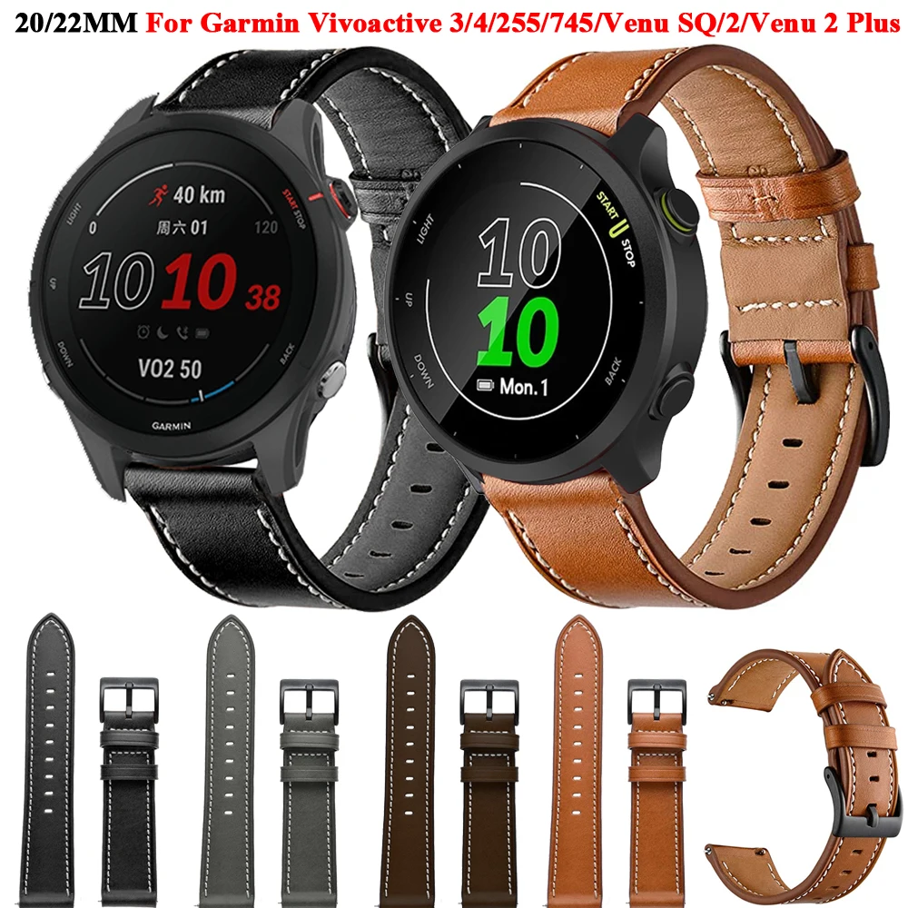 22มม.20มม.อัจฉริยะเป็นหนังนาฬิกาสำหรับ Garmin Forerunner 55/255 255M 245 645 158 55/Venu 2 plus/Vivoactive 4 3/Venu SQ 2สายรัด
