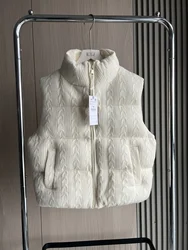 ETJ 2025 Winter new women's elegant fashion standing collar sleeveless warm thick knitted cotton vest