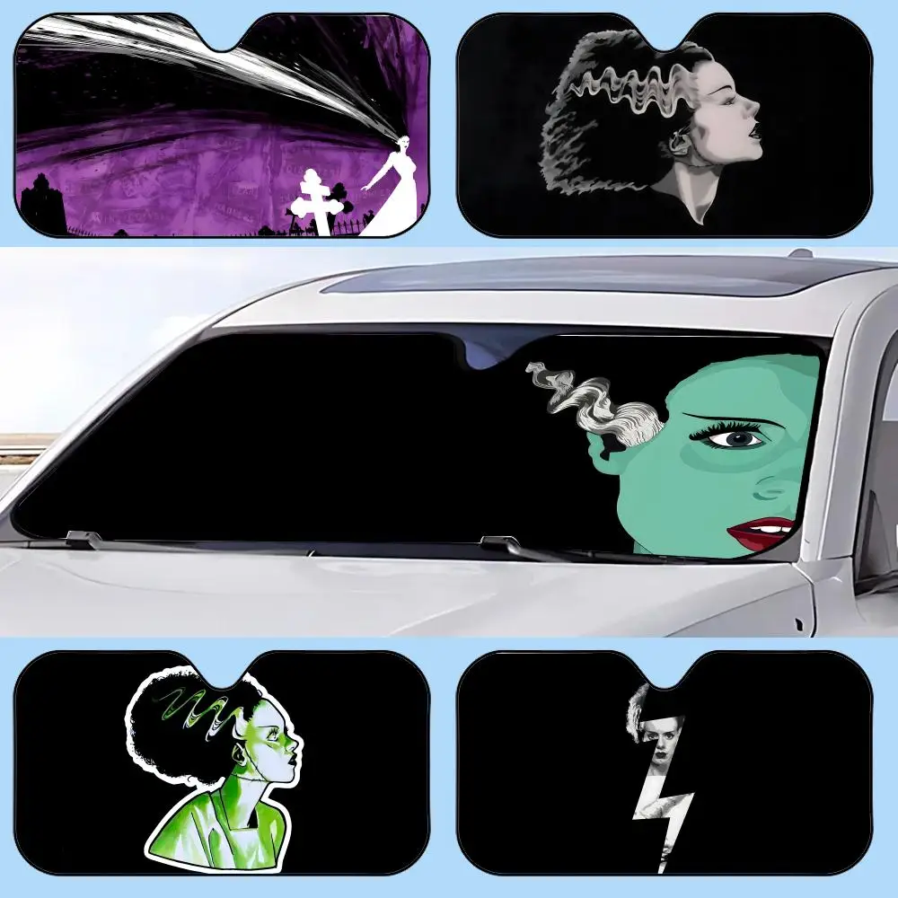 

Horrible Bride of F-Frankenstein Sun Visor Retractable Car Sun Visor Anti-Glare UV Protection Front Window Sunshade