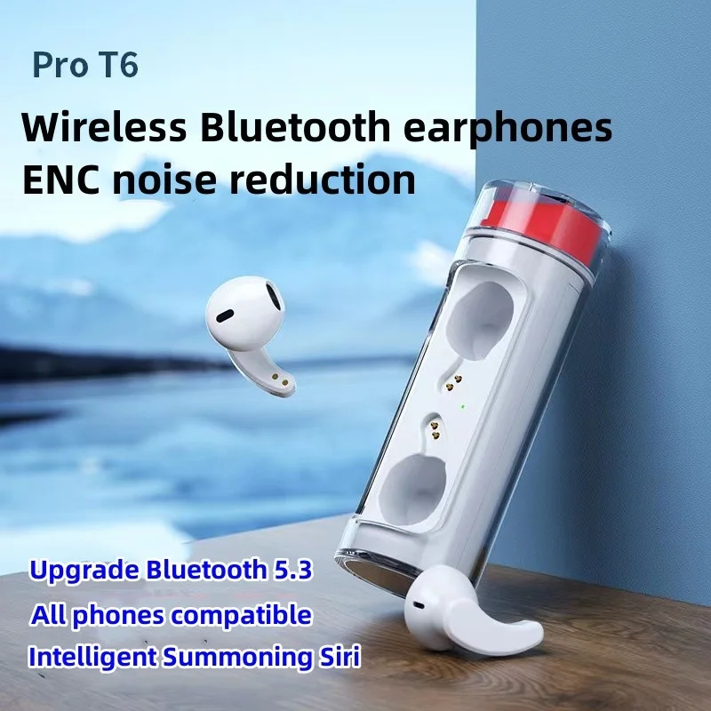 TWS 5.3 Rotating Spacecraft Transparent Headset Bluetooth Earphones ProT6 Wireless Earbuds Bilateral Stereo Headphones