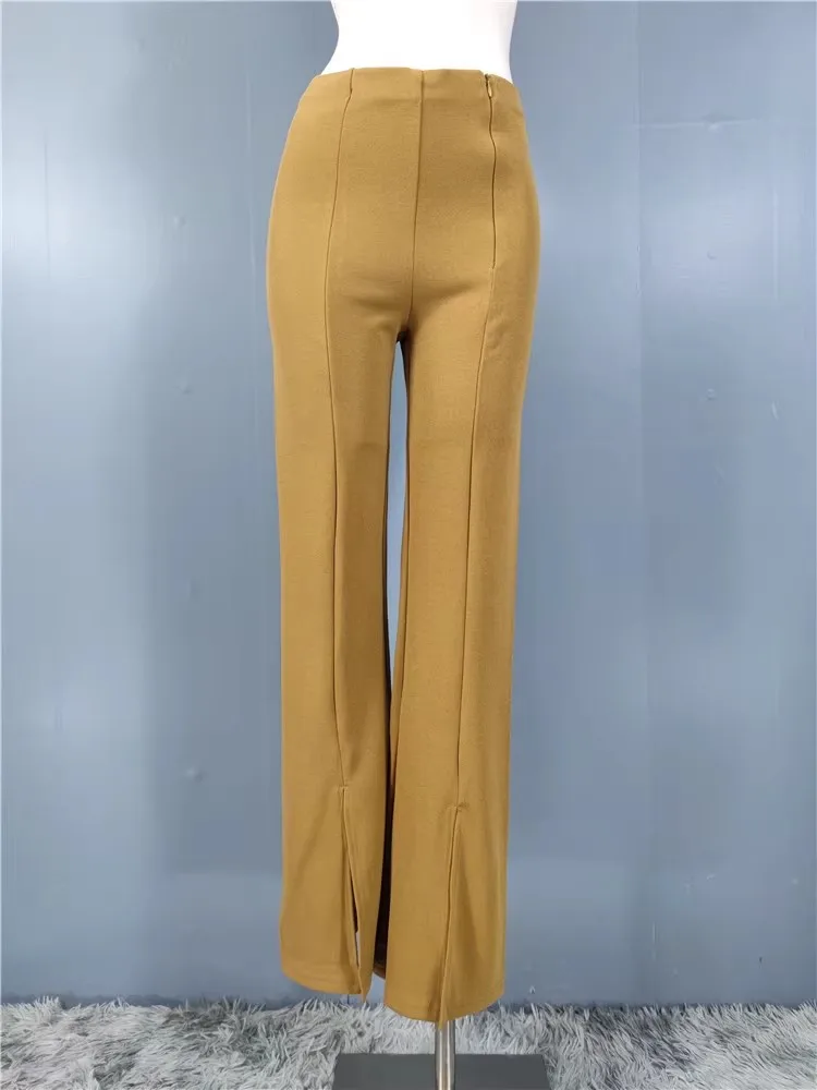 

High Waist Flared Pants Black Split Commute Style Versatile Spring Summer New Arrival Slimming Effect Casual Trousers