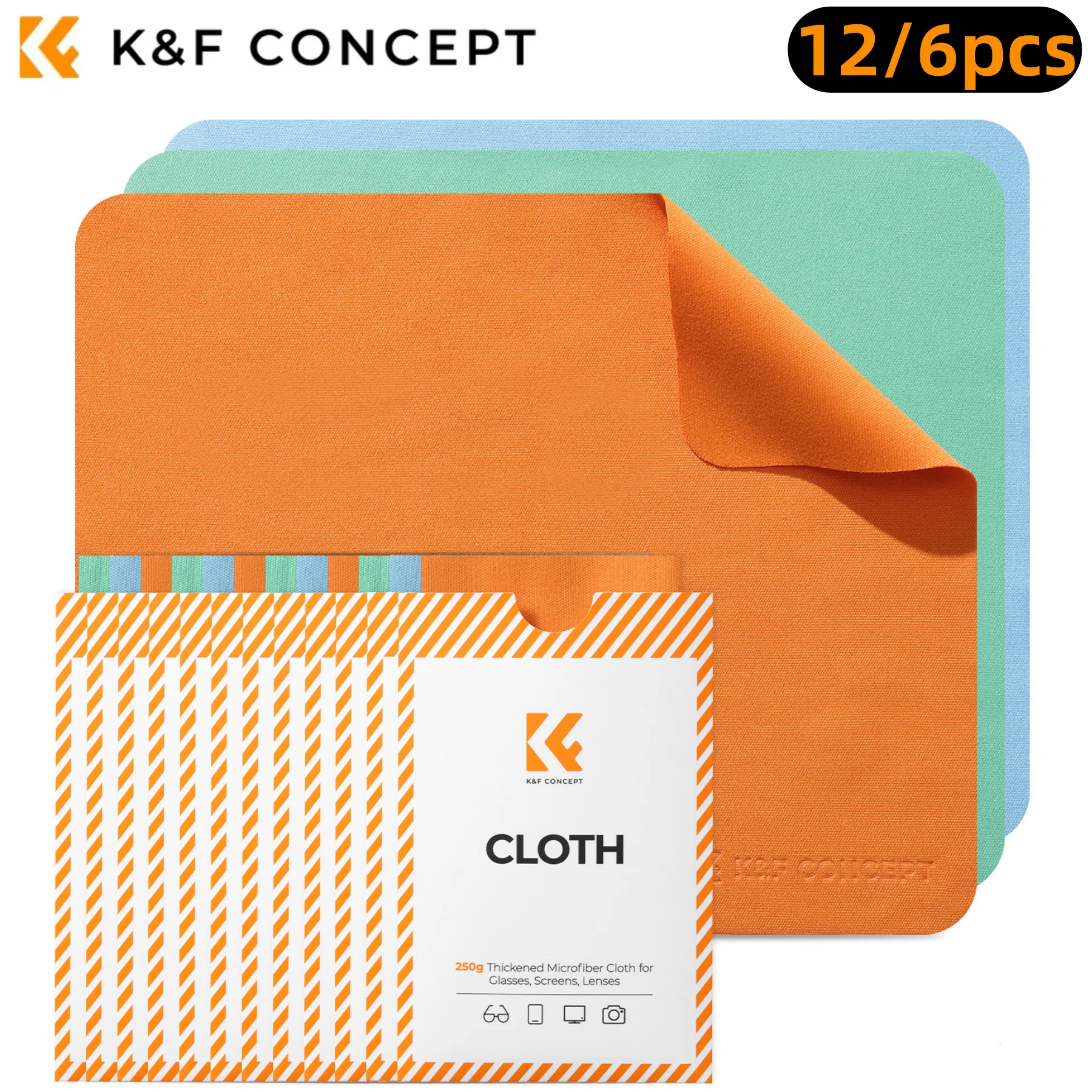 

K&F CONCEPT 6*7in Microfiber Fabric Cleaning Cloths Washable Lens Cleaning Cloth for Camera Lenses, Eyeglasses, Phone PC Screens
