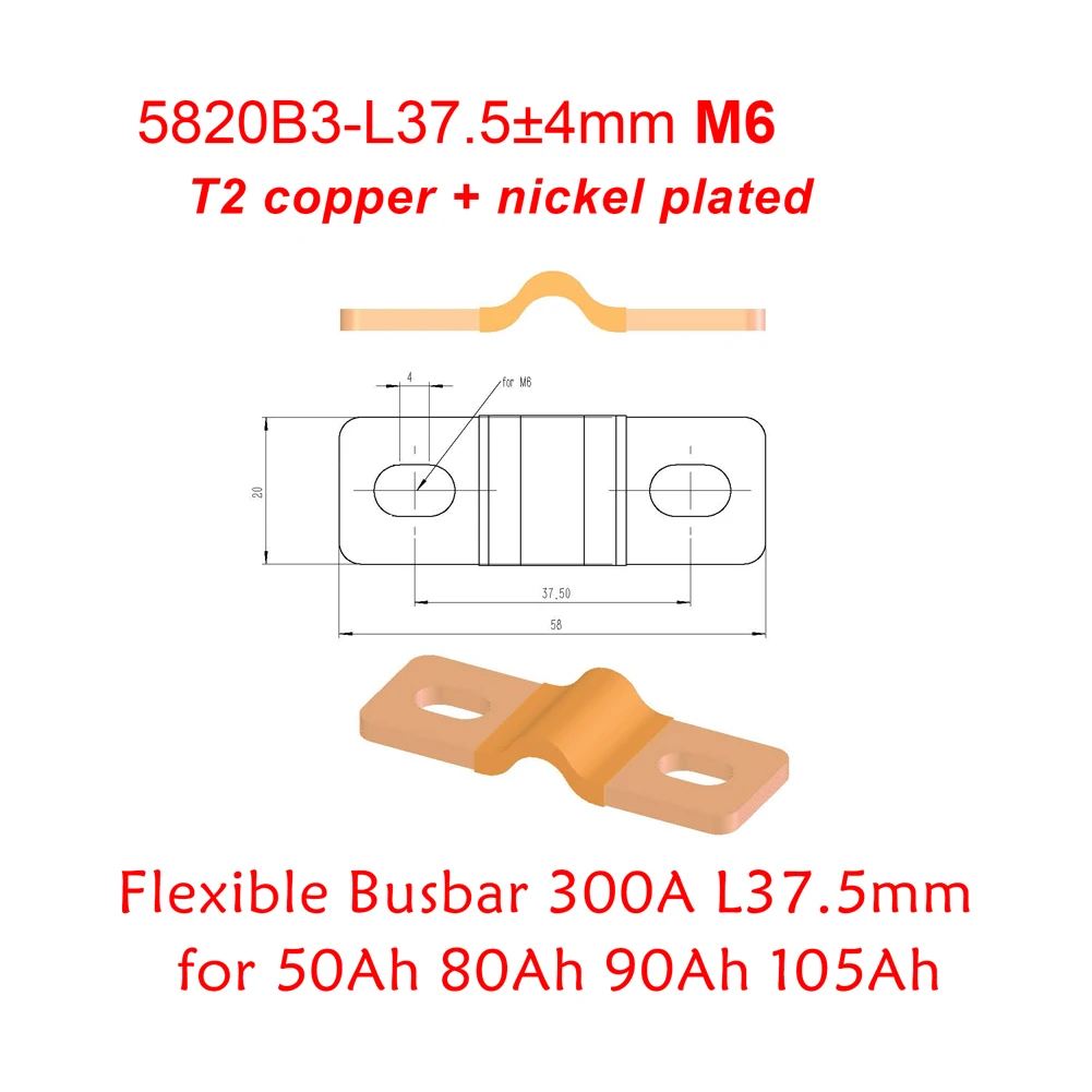 BusBar Flexible M6 Connection Copper Plate LF280 DIY 3.2V 280Ah 12V 24V 48V LF304 LiFePO4 Battery Cell Connection Plate BusBars