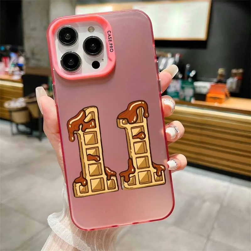 موضة أنيمي مصباح البسكويت 11 غطاء لابل آيفون 17 16E 16 15 14 13 12 ميني برو ماكس بلس حافظة هاتف فضية ملونة #5