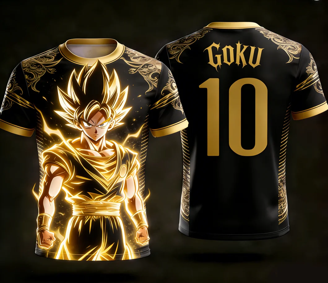 2026 Dragon Ball Official 3D Print Goku 10# Football Jersey Training Wear Parent-child S-6XL 90cm-160cm Trendy Tees - view 3