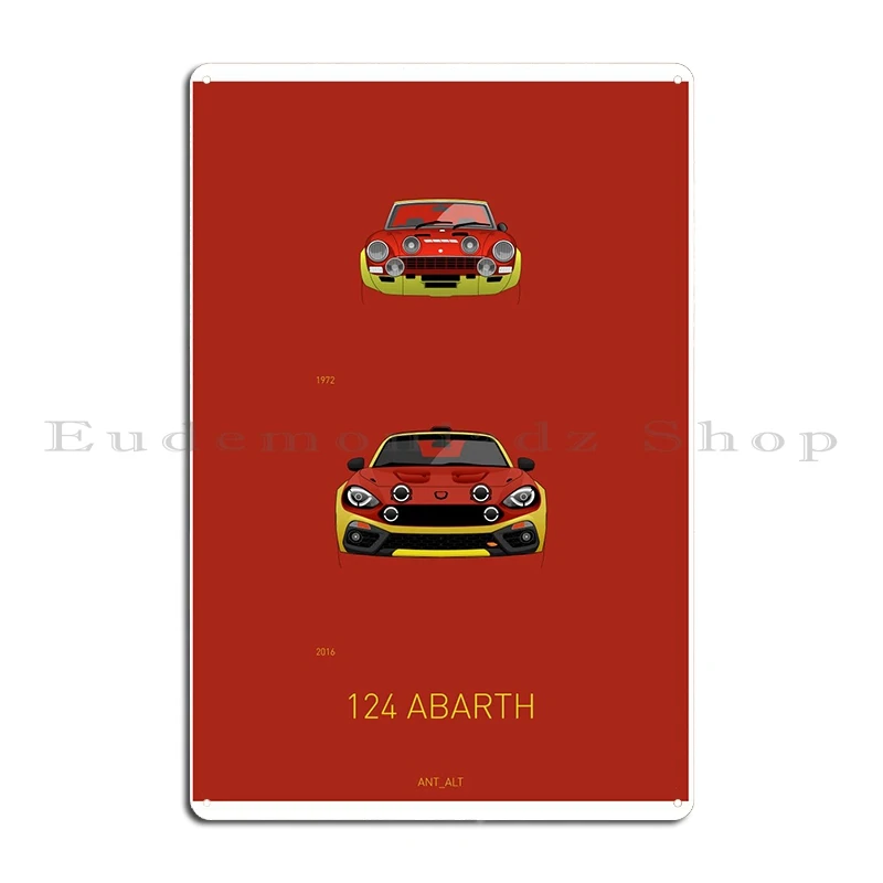 124 Abarths Metal Signs Club Wall Mural Wall Cave Vintage Design Tin Sign Poster