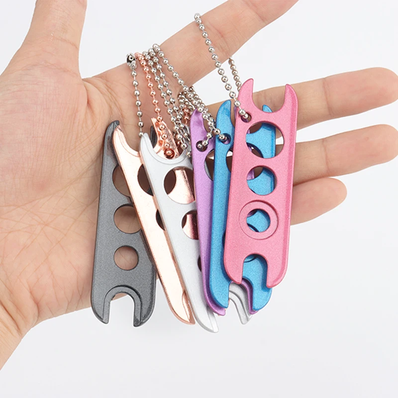 Stainless Steel Lash Glue Bottle Opener Multi Hole Design Eyelash Adhesive Cap Piercing Remover Tool with Bead Chain