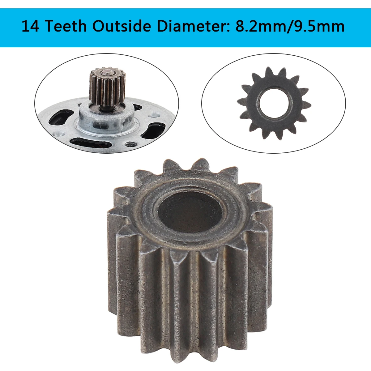 Motor Gears 8.2mm 9.5mm Diameter 14Teeth Replaceable Motor Gear for RS550 10.8V / 12V / 14.4V / 16.8V / 18V / 21V DC Motor