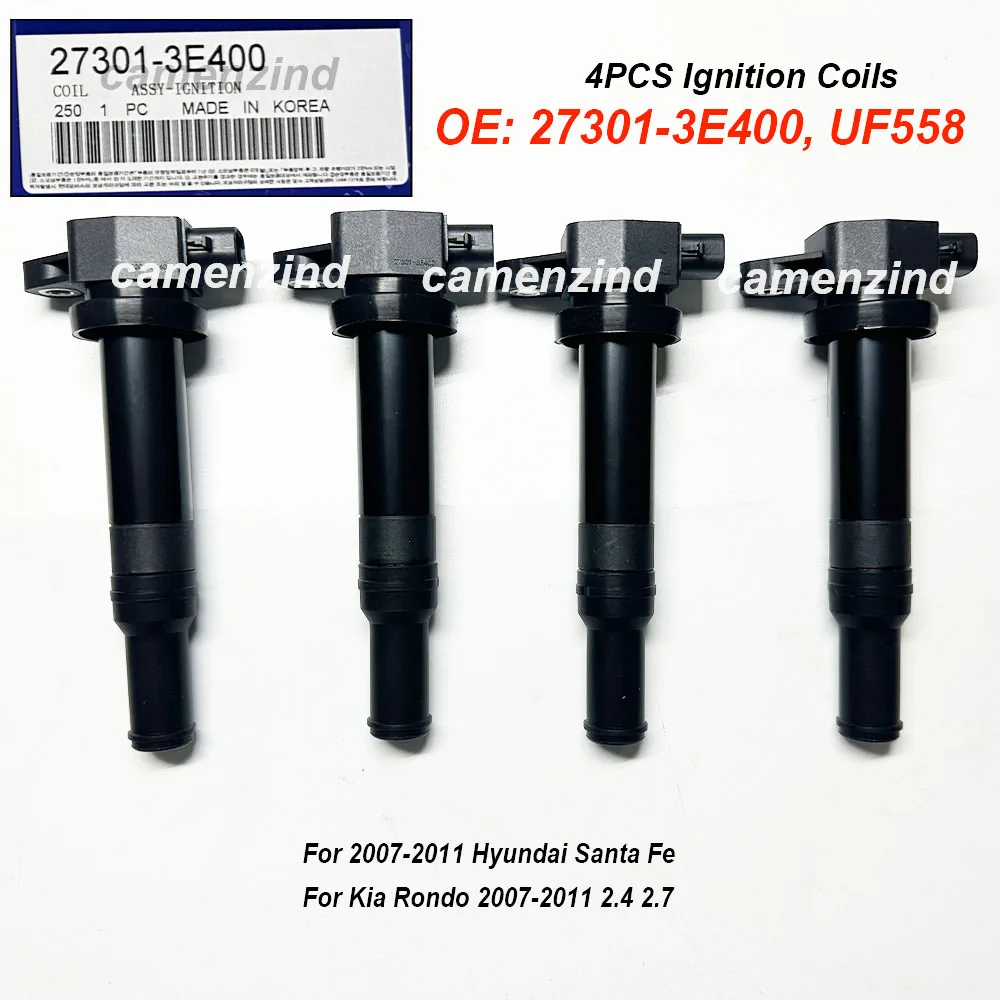 

4PCS 27301-3E400 UF558 273013E400 5C1624 Ignition Coil For H-yundai Santa Fe 2006-2010 For K-ia Optima Rondo 2.7L V6