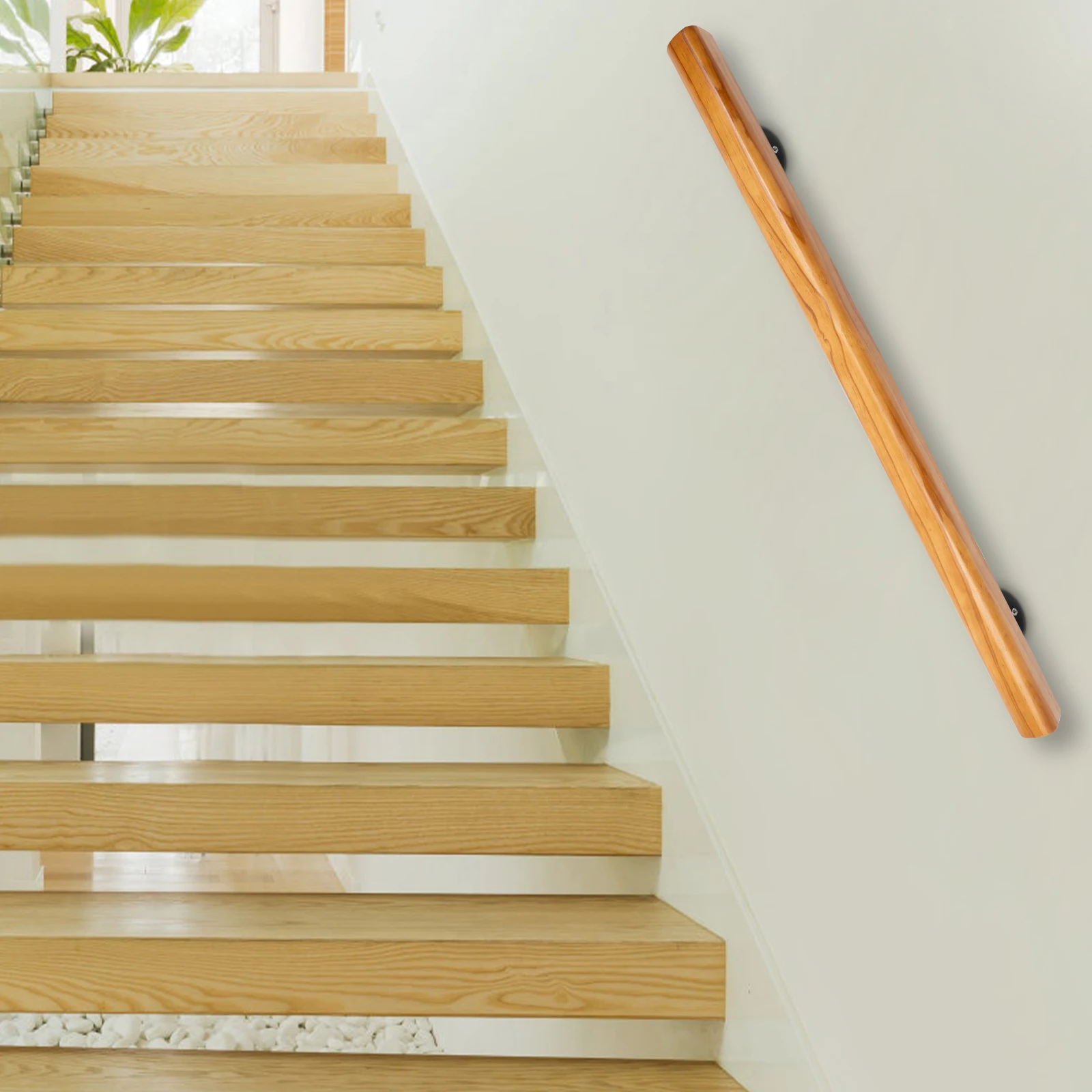 Solid Wood Handrails, 2.36in Thick, Anti-Slip Design, Strong and Stable (220 lbs Load Capacity), Easy to Install, Safe for