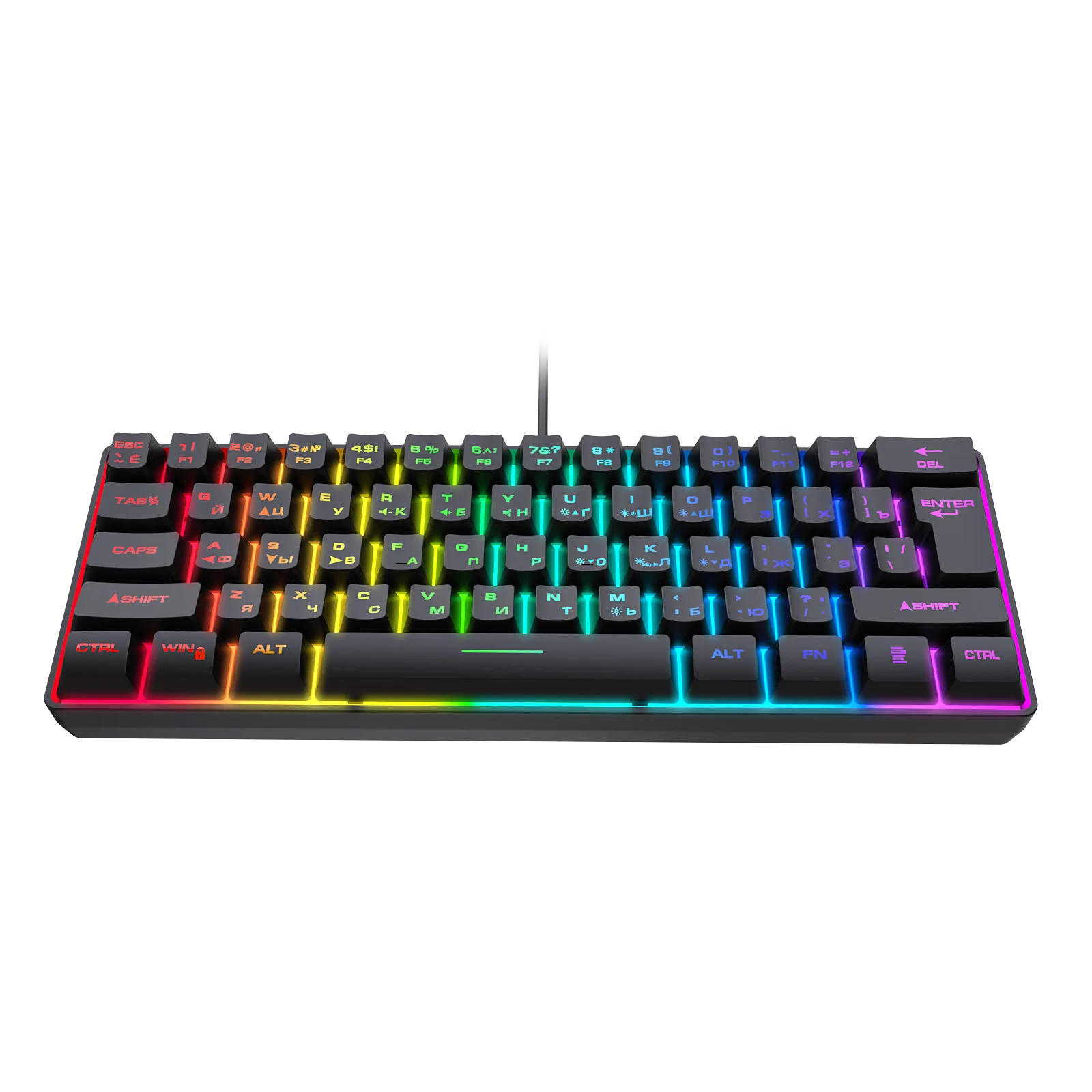 61 key RGB Russian computer games USB 60% wired keyboard