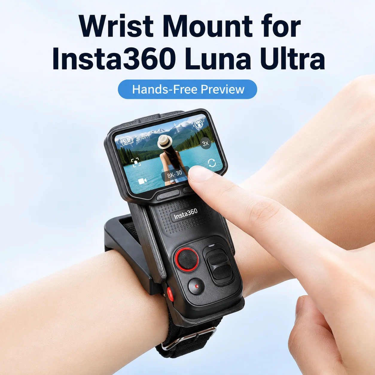 Für Insta360 Luna Ultra Handgelenkhalterung 360° Drehbare Verstellbare Winkelhalterung Fernbedienungs-Bildschirmhalter Fahrrad-Sport-Vlog-Zubehör