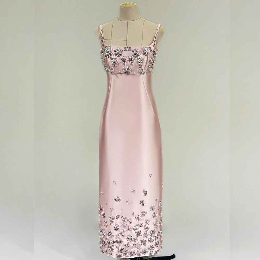 Customized Chinese Style Charmeuse Sequined A-line Square Neck Long Dresses Bespoke Occasion Exquisite
