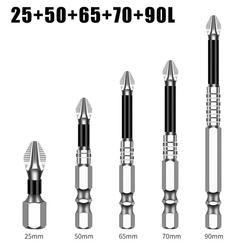 Y3NA 6pcs cruza cabeza Antislip destornillador bits establecidos con precisiones magnéticas para herramienta manual