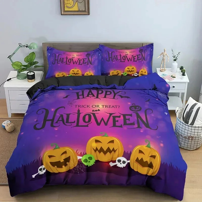 

Happy Halloween King Queen пододеяльник оранжевый комплект постельного белья с тыквой для мальчиков и подростков, взрослых, летучие мыши, фестиваль ужасов, полиэстеровый пододеяльник