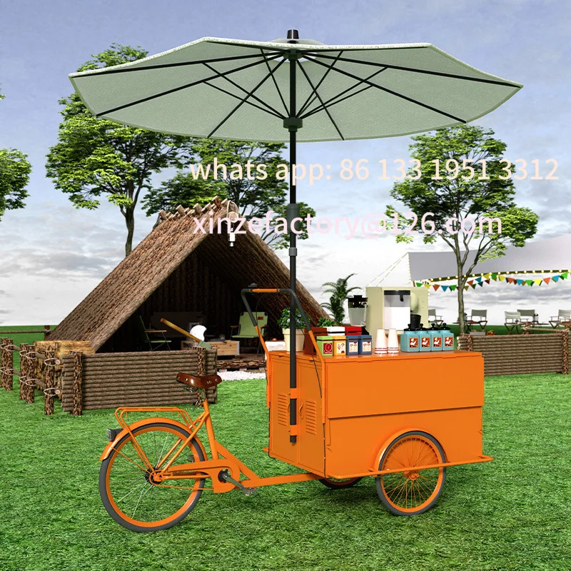 كشك شاحنة للوجبات الخفيفة سوق ليلي عربة ثلاثية العجلات مع مظلة متحركة تعويم مركز تسوق كشك بيع البضائع عربة القهوة عربة
