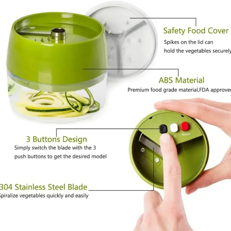 Handheld Spiralizer Vegetable Fruit Slicer 4 In 1 Adjustable Spiral Grater Cutter Salad Tools Zucchini Noodle Spaghetti Maker