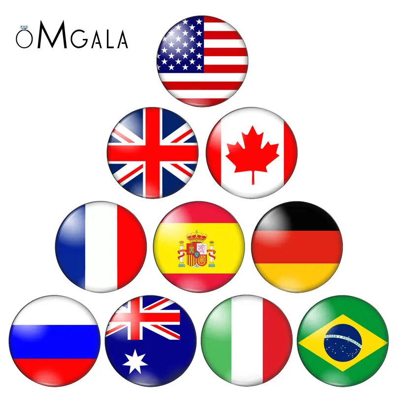 

Флаги нации США, Австралии, CA, FR, GE, BR, JP KR SA, это 12 мм/18 мм/20 мм/25 мм, Круглые Стеклянные Кабошоны, демонстрационные шляпы с плоской задней стороной