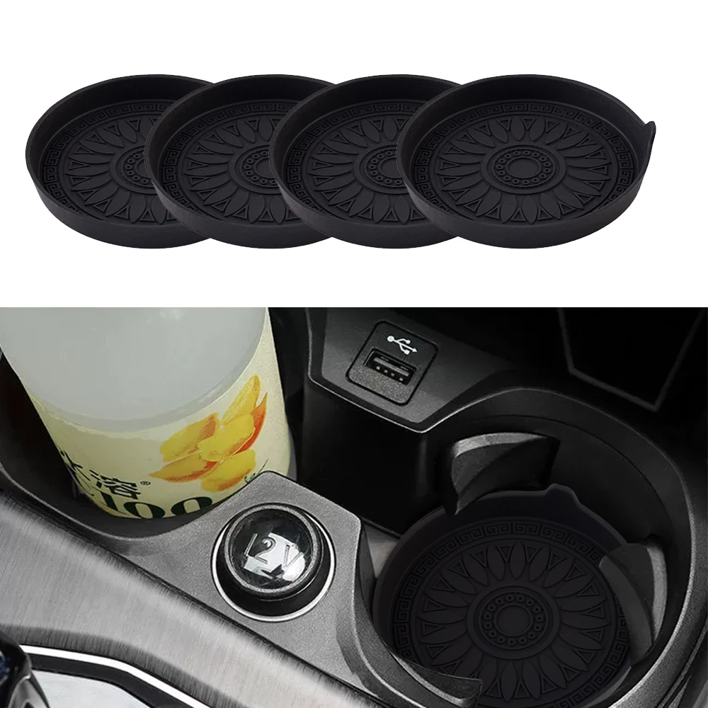 4PCS Car Cup Holder Coaster Silicone Non-Slip Vehicle Cup Holder Insert Pads Automotive Interior Insulation Drink Cup Mats