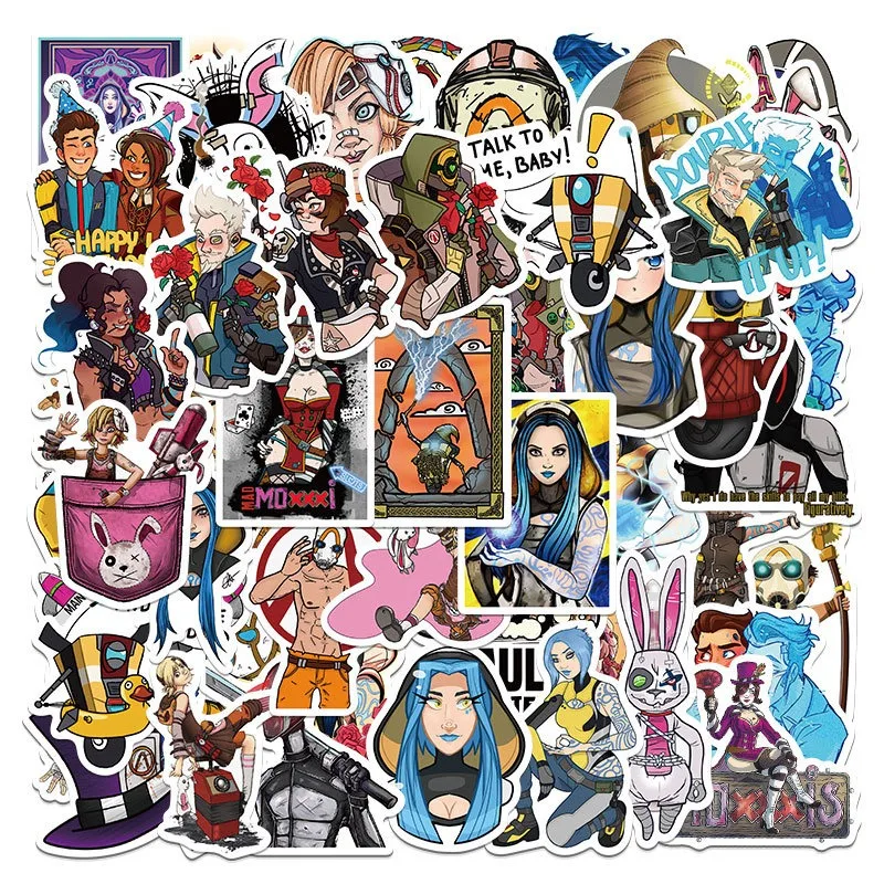 50pcs Borderlands Stickers Suitcase Water Cup Stationery Mobile Phone Car Scooter Laptop Refrigerator Decorative Stickers