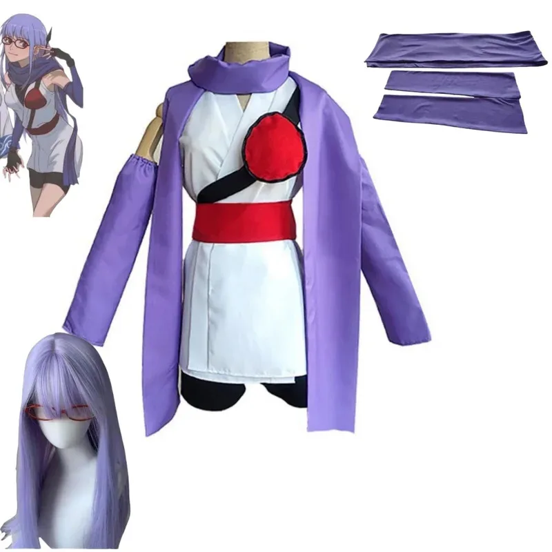 

Sarutobi Ayame Cosplay Costumes Gintama Anime Halloween Celebration Fight Suits School Uniform For Girls Purple Wig