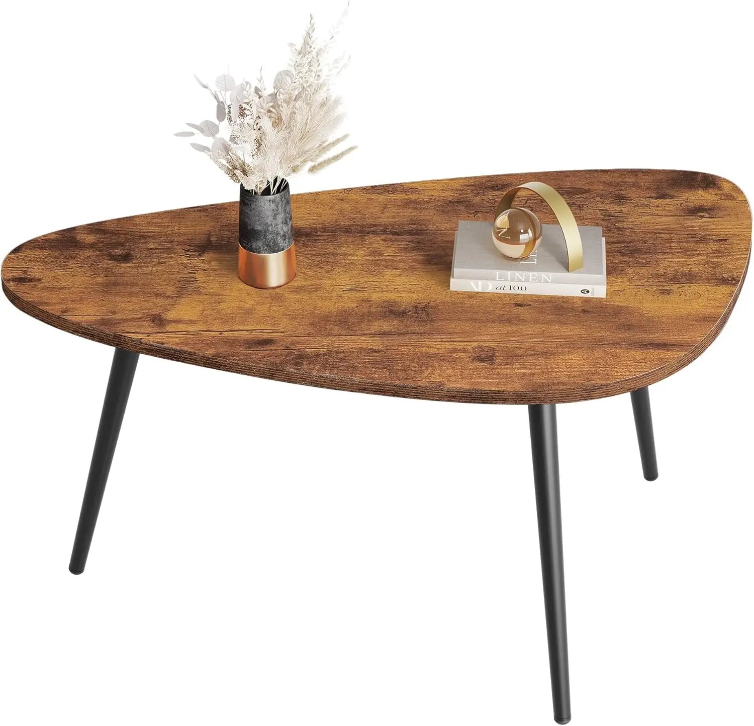 

Modern Oval Coffee Table for Living Room, Small Space Home Office, Easy Assembly, Rustic Brown Finish