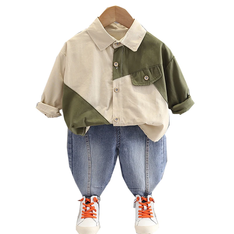 

Clothing Set Spring Autumn 0-6 Year Old Boy Fashion Versatile Casual Cartoon Printing Shirt Tops/Denim Pants 2023 New Child Wear