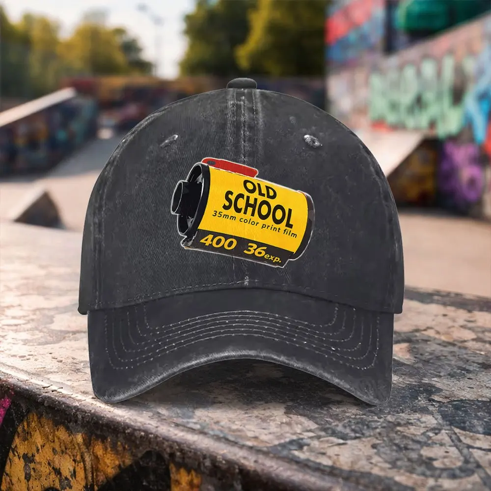 1pc Retro Camera Print Duckbill Cap - Unisex Washed Baseball Hat Suitable for Outdoor Sports, Casual Wear & for Men & Women, Mac