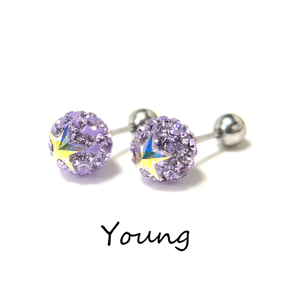 كرة خماسية ملونة لامعة للغاية مرصعة بعظم الأذن الطبية القابلة للزرع ، مجوهرات ثقب ، F136 التيتانيوم G23 #3