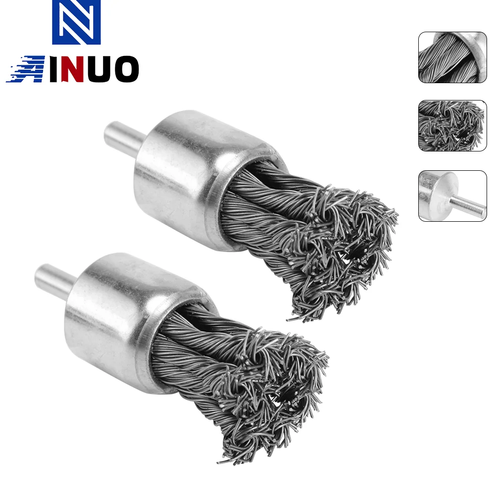 2pcs Stainless Knotted Steel Wire Wheel Brush Electric Drill Mill Polishing Brushes for Dremel Rotary Tools Metal Rust Removal