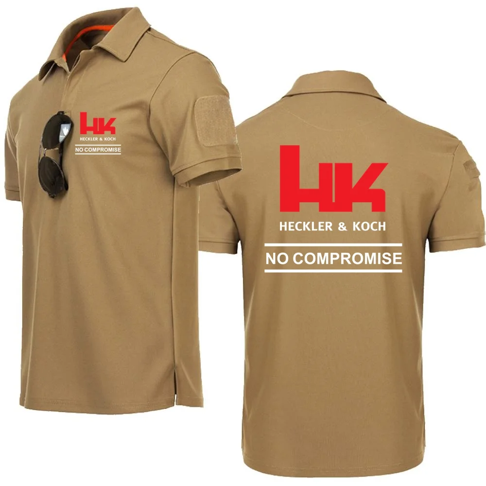 Herren-Poloshirts, modische Hemden, T-Shirts, HK-Logo, Heckler-Koch-Logo, No Compromise T-Shirt, Herren-POLO-Sportbekleidung, kurzärmelig