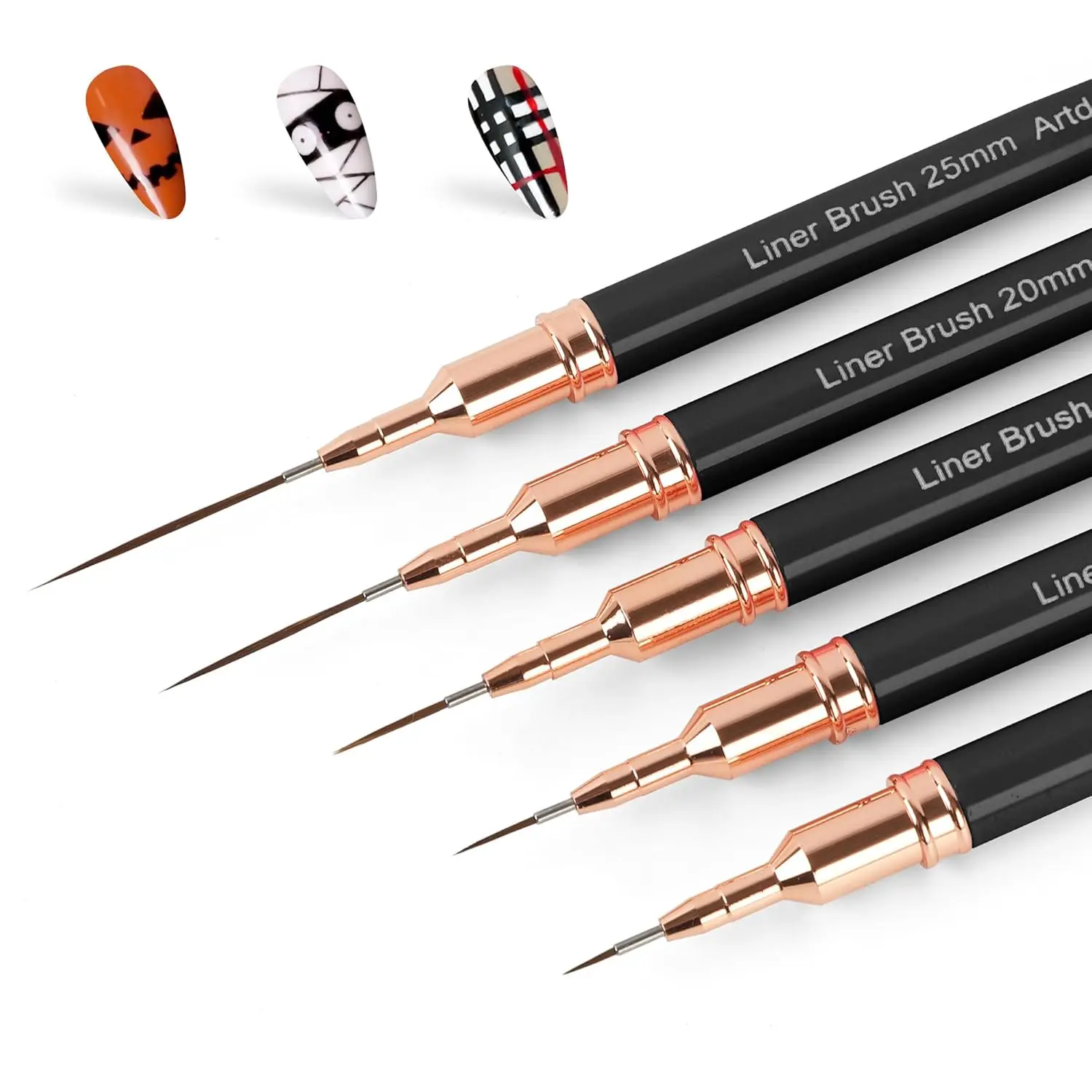 

Metallic Nail Art Pens & Liner Brushes Set, 5PCS Black Tools for Fine Lines and Details in Gel Polish Painting